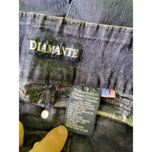 Diamante Size 13 Jeans Bejeweled Blue Denim Cotton/poly/spandex Blend Stretch - Picture 4 of 5